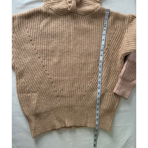 FRNCH Leanne Hooded Pullover Sweater in Camel/Pink Size XS - Picture 9 of 9